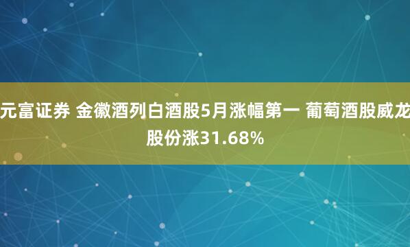 元富证券 金徽酒列白酒股5月涨幅第一 葡萄酒股威龙股份涨31.68%